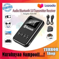 BISA COD - Bluetooth 5.0 Audio Transmitter Receiver Musik Stereo AUX FM