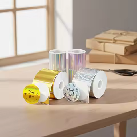 1 Roll Laser-color Silver/Matte Silver Labels Thermal Transfer Printing Paper Round Square Sticker F