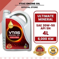 VTAG 20W50 Ultimate Mineral Engine Oil 20W50 Minyak Hitam Kereta Minyak Enjin Kereta 4L Proton Honda