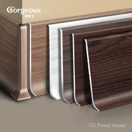 Solid Wood Grain Aluminum Alloy Baseboard Wall Sticker Metal Self-Adhesive Baseboard Corner Decorati
