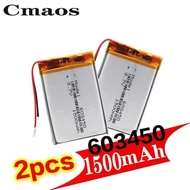 2 Pcs New Portable 1500Mah Li Polymer Lipo 3.7V Rechargeable 603450 Lithium Li-Ion Battery Bu