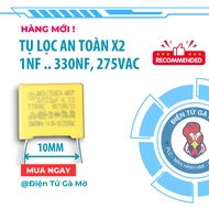 [1 CON] Safety Power Filter Capacitor X2, 1nF 3.3nF 10nF 22nF 33nF 47nF 100nF 220nF 330nF, Pin Spaci