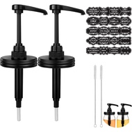 2 Pack Syrup Dispenser Kit for Mason Jar, Plastic Dispenser Pump and Lid for 16OZ to 33OZ Regular Mo