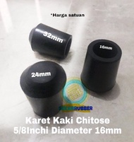 Karet Kaki Chitose Cop 5/8 Inch Diameter 16 mm Tutup Kaki Kursi Meja Rak Ranjang lemari Pipa Besi Baja Bulat