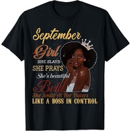 New September Girl She Slays She Prays Beautiful Birthday T-Shirt