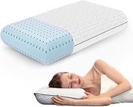 Vaverto Queen Size Gel Memory Foam Pillow - Ventilated, Orthopedic, Contoured Support, Cooling, with Viscose Made from Bamboo Cover - Essential for College Dorms