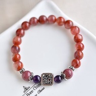 南紅瑪瑙+玫瑰石+紫水晶純銀花朵手鍊