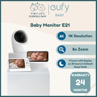 Eufy Baby Monitor E21 4K Ultra HD Camera & 720p Display Pan & Tilt Two-Way Audio Night Vision & Temp