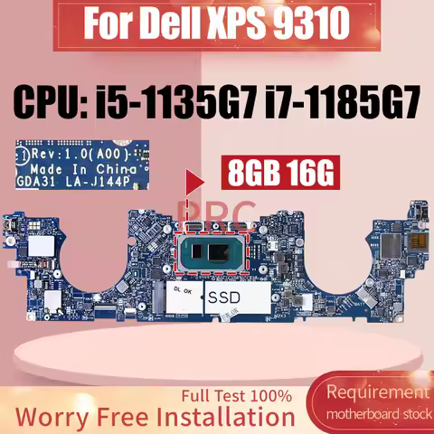 GDA31 LA-J144P For Dell XPS 9310 Motherboard i5-1135G7 i7-1185G7 RAM 8GB 16G CN-0782YH 08642J 07P9Y7
