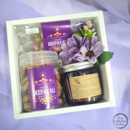 Deepavali Gift Box with  Cookies & Flower Tea & Candle, Gift For Diwali, Deepavali Corporate Gift, H