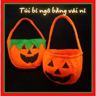 Halloween candy felt pumpkin basket, pumpkin-shaped felt candy basket toy for Halloween decoration
