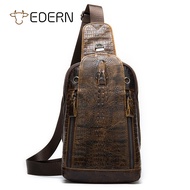 EDERN Túi Đeo Chéo Da Cá Sấu Cho Nam Túi Đeo Chéo Da Thật Túi Đeo Ngực Da Bò Thường Ngày Retro Túi Đ
