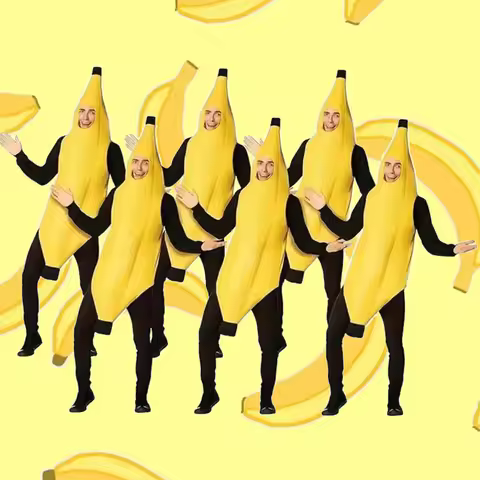 Funny Banana Costume Unique Design Party Halloween Festival Costume Funny Yellow Banana Suit