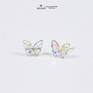 Khuyên tai bạc nữ HELINO cánh bướm đính đá ngũ sắc T18
