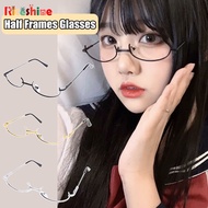 Sweet Cool Style Ova Metal Half Frames Glasses With No Lens/ Trendy Personality Cosplay Decoration Eyewear