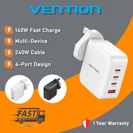 Vention 140W GaN Charger Kit 4 Port Design 240W USB C Cable PD3.1 Small Size Fast Charging Set for L