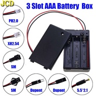 JCD 3 Slot AAA Battery Storage Box With Terminal Lead Wire Battery Holder With PH2.0 XH2.54 SM DuPon