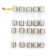 A&W 10pcs Glass Tube Fuse 5mm x 20mm 1.6A T1.6A 250V Slow Blow 1.6Amps