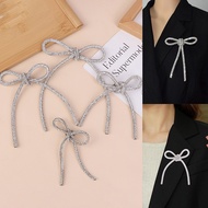 [Initiatour-t] Sliver Rhinestone Bow-knot Brooches Women Blazer -encrusted Knot Pin Brooches Jewelry