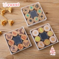 ROXUL Cylindrical Stamp, 3 Options Handmade Style Wooden Stamp Set, Creative DIY Craft Butterfly Flo