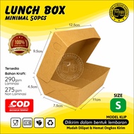 (50 pcs) Lunch Box Size S 290gsm Kotak Makan Kertas Paper Box Kraft Dus Makanan Dimsum Takoyaki Snac