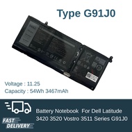 (ส่งฟรี ประกัน 1 ปี)Dell แบตเตอรี่ โน๊ตบุ๊ค Dell G91J0 Dell Latitude 3420 Latitude 3520 Vostro 3511 