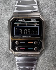 Casio LCD Retro Alien 33mm A100WE Brand New黑鋼帶  《異形》電影錶 順豐到付