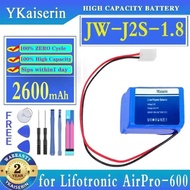 Air Purifier Battery Premium Replacement High-Capacity 2600Mah For Lifotronic Airpro-600 JW-J2S-1.8