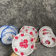 5 Inch Melamine Small Plate and Coaster - DS6 Floral Motif