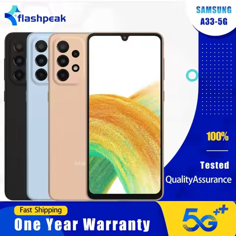 Original Samsung Galaxy A33 A336B/DS 5G Mobile Phone NFC Dual SIM 6.4'' 6GB+128GB 48MP+13MP Exynos12