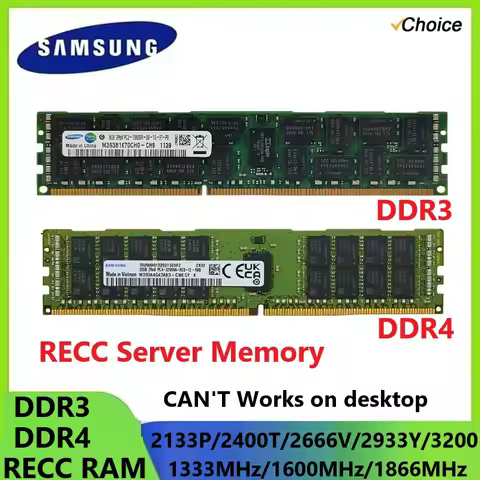 Samsung Server Memoria DDR3 DDR4 RAM RECC Server Memory 4GB 8GB 16GB 32GB Registered 1333/1600/2133/