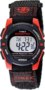 Timex Unisex TW4B02400 Expedition Mid-Size Digital CAT Black Fast Wrap Strap Watch Black/Red