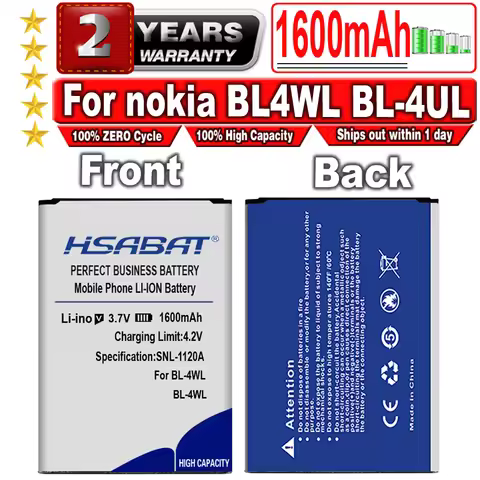 HSABAT 1600mAh~2000mAh Battery for Nokia BL-4XL BL4XL BL-4WL BL4WL BL-4UL BL4UL