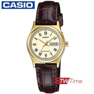 Casio Standard นาฬิกาข้อมือผู้หญิง สายหนัง รุ่น LTP-V006GL-9BUDF (หน้าทอง)