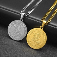 St Teresa of Avila Pendant Necklace Stainless Steel Catholic Medal Religious Jewelry Women Men Spiri