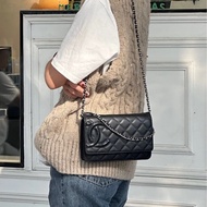 Chanel 香奈兒 康朋大C Cambon WOC 黑銀小牛皮鏈包 A46645