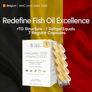 WHC UnoCardio 1000 Fish Oil | Omega-3 EPA DHA + Vitamin D3 | Support Heart Brain & Immune Health