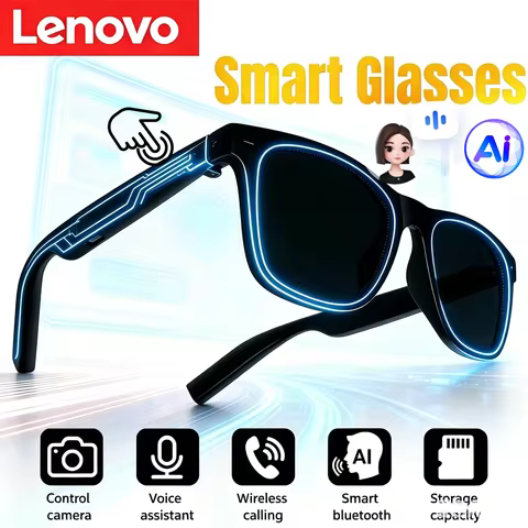 Lenovo New AI Smart Glasses Remote Control Touch Photo Camera Recording Translator Voice Assistant M