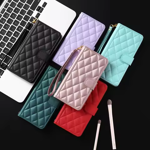 Rhombus Leather Wallet Case For Xiaomi 14T Poco C61 C55 C40 C31 F5 X5 X3 M5S M3 Redmi 14C A3 12 10 9