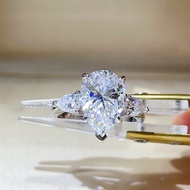 total 6ct Pear moissanite Diamond 3stones Ring  moissanite wedding ring