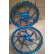 velg original satria fu 150cc suzuki / velg orl fu enkei 1.sett + disc - blue ice 1.sett