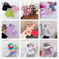 Casing For VIVO Y03 Y18 Y18S Y18E Y28 Y27 Y17S Love Heart Cute Rabbit Furry Hair Plush Soft Phone Ca