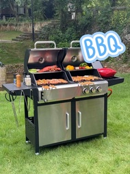 🔥🔥急放 碳氣兩用 BBQ 🔥庭院戶外燒烤爐 100%新 家用別墅燃氣燒烤架 木炭大型美式BBQ爐 包送貨