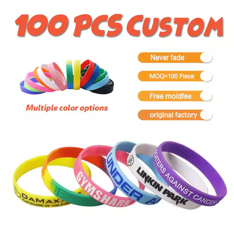 100pcs/50pcs Custom Wristband ID SOS Customizable Bracelets Engraved Debossed technology Sport Perso