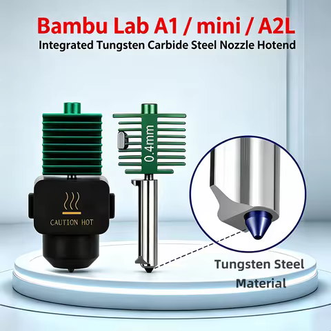 New Integrated Tungsten Carbide Hot End Nozzle for Bambu Lab A2L/A1/A1 Mini, High Hardness, Wear Res