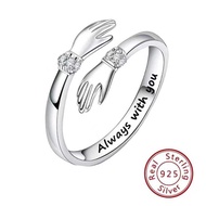 Hands Hug Zircon Ring Female European American Creative Love Hug Opening Adjustable Ring Warm Heart 