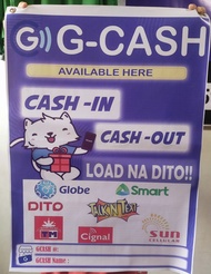 GCASH IN and OUT TARPAULIN with name and number size 18x24 inches / 1.5x2 ft