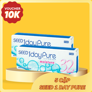 Kính áp tròng SEED 1 ngày không màu (combo 5 cặp) lens cận SEED 1 day Pure trong suốt cho mắt cận- L