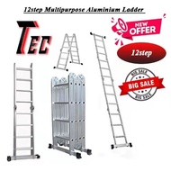 Tangga 🎩12 Step (3.7mtr) / 16Step 4.7M MultiPurpose Ladder Foldable Ladder Aluminium Ladder Tangga Lipat梯子