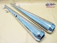 EXHAUST MUFFLER PIPE SET CHROME Fit For HONDA C95 CA95 C92 #ท่อคู่ ท่อไอเสียคู่ ทรง PT ชุบโครเมี่ยม